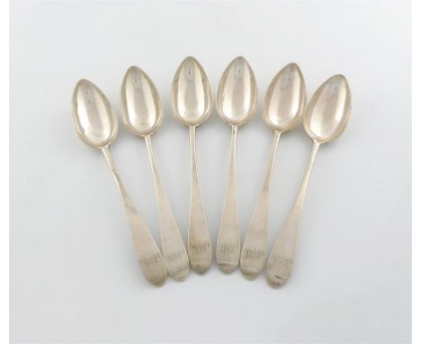 A set of six early 19th century Scottish provincial silver Celtic Point pattern tablespoons, by Thomas Davie, Greenock circa 