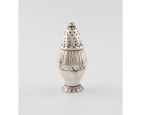 By Georg Jensen, a Danish silver pepper pot, design number 198, with import marks for London 1924, importer's mark of George 