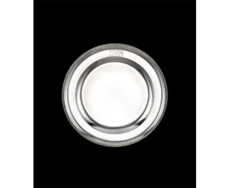 A George III silver plate from Admiral Lord Nelson's Copenhagen service, by Timothy Renou, London 1801, circular form, gadroo