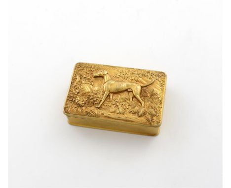 A George III silver-gilt snuff box, by Thomas Edwards, London 1819, rectangular form, engine-turned sides, the hinged cover w