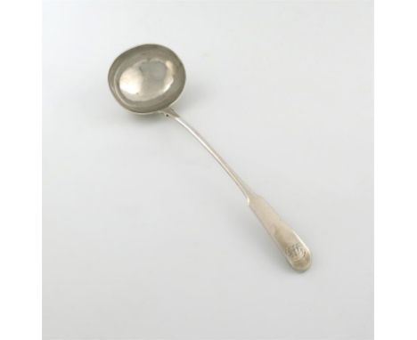 An early 19th century Scottish provincial silver Fiddle soup ladle, by William Mill, Montrose 1820, the terminal with initial