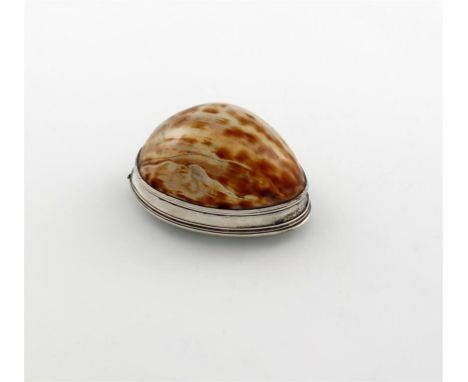 A George III silver-mounted cowrie shell snuff box, maker's mark only I.P, probably for James Phipps, London circa 1790, plai