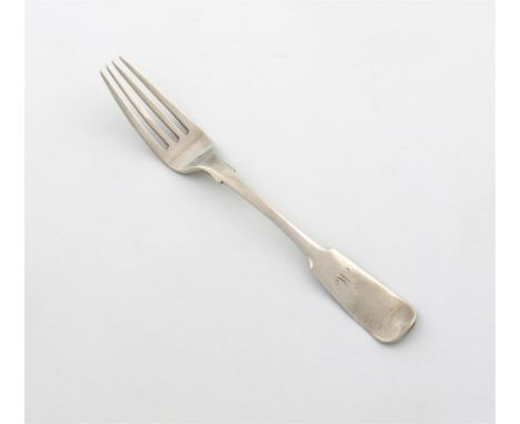 An early 19th century Scottish provincial silver Fiddle pattern table fork, by William Fillan, Aberdeen circa 1840, the termi