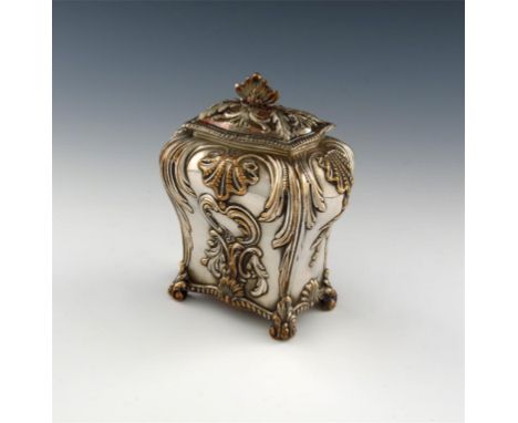 A George III old Sheffield plated tea caddy, by Fenton Creswick and Co, or possibly Tudor and Co, circa 1768, rectangular bom