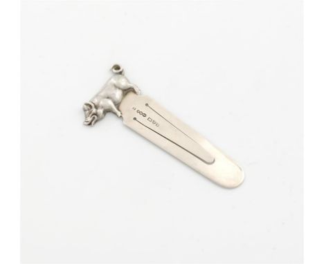 An Edwardian novelty silver page marker, by S. Mordan and Co, Chester 1905, tapering form, with standing pig finial, length 8