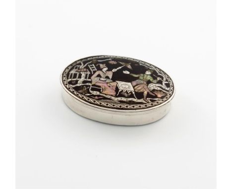 λ A George III silver and tortoiseshell snuff box, possibly by Thomas Lamborn, London date letter worn, possibly 1777, oval f