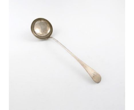 A rare George III Scottish provincial silver Feather-edge pattern soup ladle, by Hugh Ross, Tain circa 1775, the terminal wit