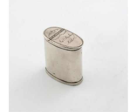 A George III Scottish silver snuff box, maker's mark only, I.G, possibly for James Gilliand, Edinburgh circa 1785, upright ov