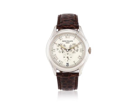 Y&nbspPATEK PHILIPPE, ANNUAL CALENDAR, REF. 5035  AN 18 CARAT WHITE GOLD CALENDAR WRISTWATCH WITH 24 HOUR INDICATION, CIRCA 1