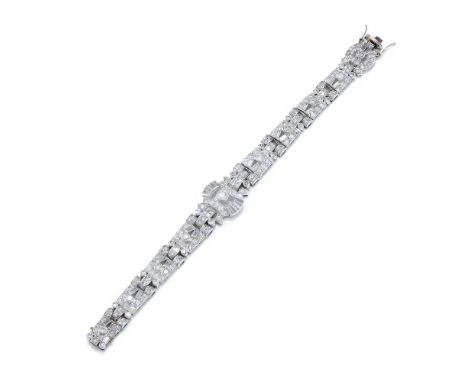 A MID 20TH CENTURY DIAMOND BRACELET CIRCA 1950  Of tapered geometric design, set throughout with old European, single and bag