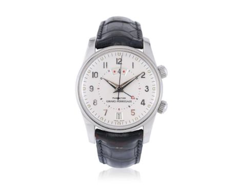 Y&nbspGIRARD PERREGAUX, TRAVELLER II, REF. 4940 A STAINLESS STEEL WRISTWATCH WITH DATE, DUAL TIME ZONE AND ALARM, NO. AN 117,