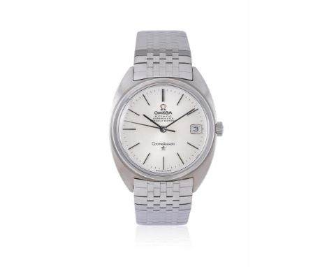 OMEGA, CONSTELLATION, REF. BC 368.0810/168.0009 A RARE WHITE GOLD COLOURED BRACELET WATCH WITH DATE, CIRCA 1966Movement: Cal.