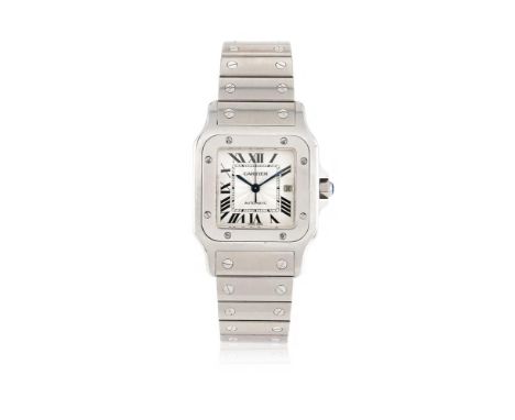CARTIER, SANTOS GALBEE, REF. 2319 A STAINLESS STEEL BRACELET WATCH WITH DATE, NO. 966862 CDMovement: Cal. 120, automatic, 20 