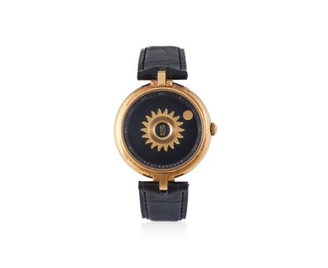 Y&nbspVINCENT CALABRESE, SUN-TRAL A LIMITED EDITION 18 CARAT GOLD JUMP HOUR WRISTWATCH, NO. 38/50, CIRCA 2002Movement: Cal. 2