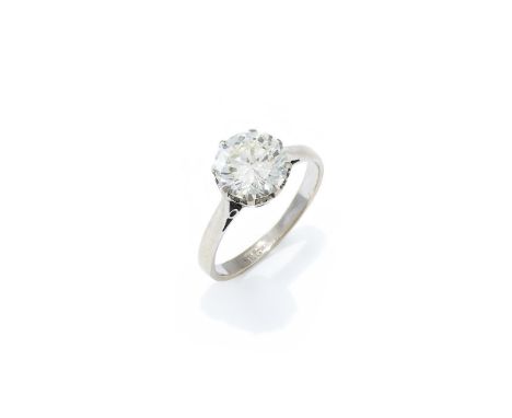 A DIAMOND SINGLE STONE RING The brilliant cut diamond in an eight claw setting, weighing 2.05 carats, to a polished shank sta