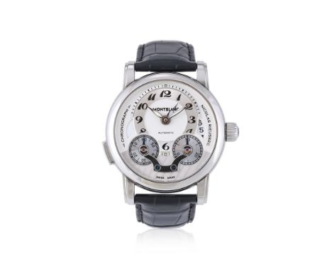 Y&nbspMONTBLANC, NICHOLAS RIEUSSEC, REF. M29447 7138 A STAINLESS STEEL CHRONOGRAPH WRISTWATCH WITH DUAL TIME ZONE, DATE AND A