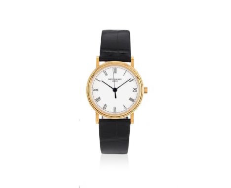 Y&nbspPATEK PHILIPPE, 'HOBNAIL' CALATRAVA, REF. 3802/200  AN 18 CARAT GOLD WRISTWATCH WITH DATE, NO. 4205041, CIRCA 1995Movem