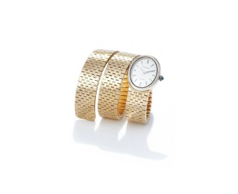Ω&nbspBULGARI AND JAEGER-LECOULTRE, A BRICK-LINK 'SERPENTI' BRACELET WATCH  CIRCA 1970S Designed as a triple coiled brick-lin