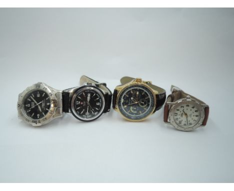 Four  wrist watches including a Nautical Time quartz watch no: 04798,  Swiss Army Expedition Quartz watch no: 686012, Timex I