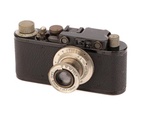 A Leica II Rangefinder Camera,1931, black, serial no. 88300, with Leitz Elmar f/3.5 50mm lens, 1932, nickel, serial no. 14609