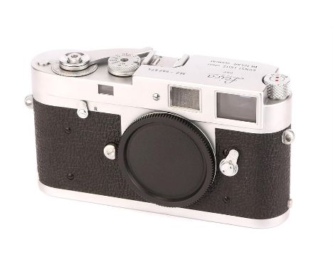 A Leica M2 Rangefinder Body,1959, chrome, serial no. 982674, body, E, shutter working, slow speeds sticking, few very light m