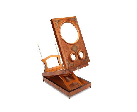 A Burr Walnut Stereo Graphoscope,C.1880, French, unsigned, body, VG, exterior finished in French polished burr walnut, with b