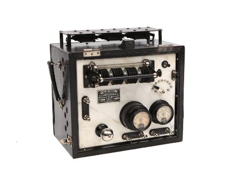 A Large Dynelectron Diathermy Machine,model P, by the Leibel-Flarsheim Co., Cincinnati, in black painted wooden case, control