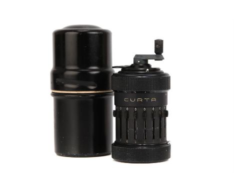 A Curta Calculator Model 1,in black, serial no. 68005, in metal case