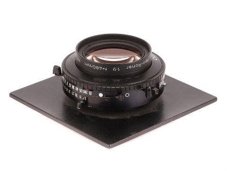 A Rodenstock APO-Ronar f/9 480mm MC Lens,black, serial no. 10683073, body, VG-E, shutter working, slowest speed sticking, ele