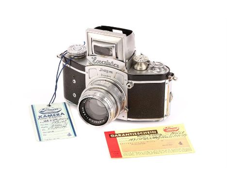 An Ihagee Kine Exakta I SLR Camera,pre-war square viewfinder, chrome, serial no. 597548, with Carl Zeiss Jena Biotar f/2 58mm