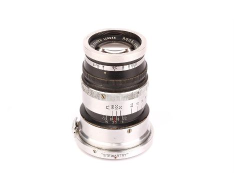 A Ross Definex f/3.5 3½" Lens,chrome, serial no. 212899, body, G, elements, G-VG, some cleaning marks; In a Contax RF focusin