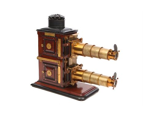 A Biunial Magic Lantern,C.1890, English, signed to plaque at top 'J Ottoway &amp; Son, Makers, London', the large French poli
