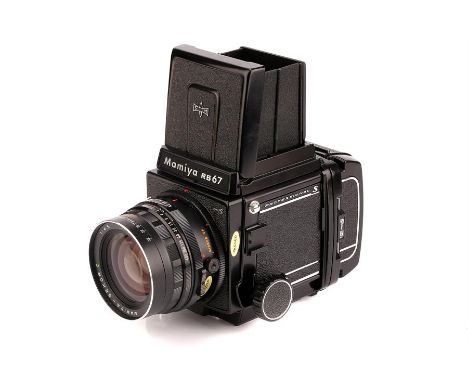 A Mamiya RB67 Pro S Medium Format Camera,black, serial no. C500096, with Mamiya-Sekor C f/4.5 65mm lens, chrome, serial no. 8