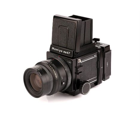 A Mamiya RB67 Pro SD Medium Format Camera,black, serial no. JJ1379, with Mamiya-Sekor K/L f/3.5 90mm lens, black, serial no. 