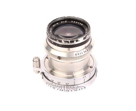 A Dallmeyer Super-Six f/1.9 2" Lens,interrupted screw mount, chrome, serial no. 388496, body, G-VG, some black paint loss to 