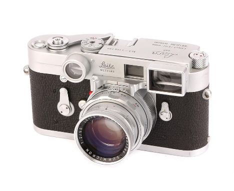 A Leica M3 SS Rangefinder Camera,1966, chrome, serial no. 1156730, with Leitz Dual Range Summicron f/2 50mm lens, 1958, chrom