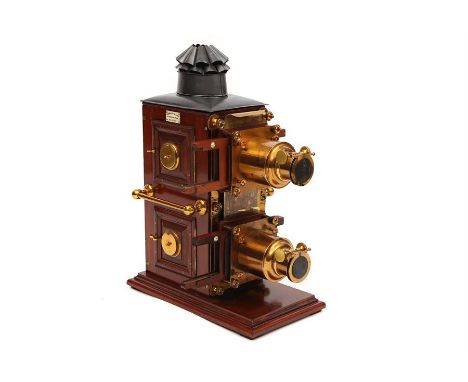 A Biunial Magic Lantern,C.1890, English, signed to plaque at top 'Husbands &amp; Sons, St Augustines Parade, Bristol, the Fre