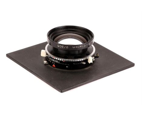 A Schneider G-Claron f/9 305mm Lens,black, serial no. 13331609, body, VG, shutter not working, elements, G-VG