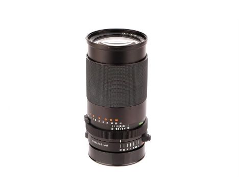 A Carl Zeiss Tele-Tessar T* f/4 250mm Lens,F, black, serial no. 6392242, body, E, elements, G-VG, some light internal haze an