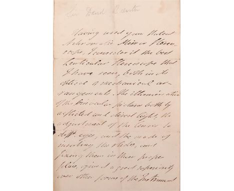 Dr David Brewster - 'A Review of Becks Mirror Stereoscope',undated, English, 'Sir David Brewster' written in pencil to top, l