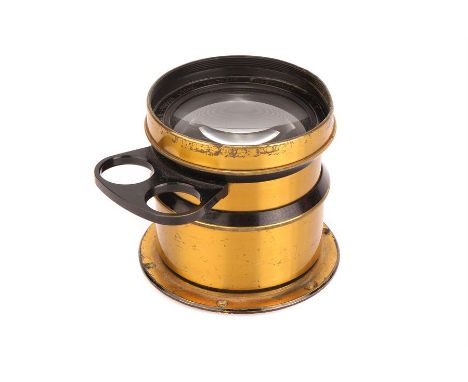 A Taylor Hobson Cooke Portrait Anastigmat f/4.5 10½" Series II Brass Lens,with focusing knuckles, serial no. 120574, body, G,