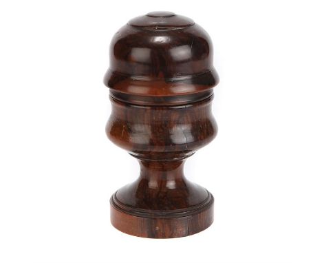 A Large Rosewood Pill Silverer, 16cm high; Note: the vendor purchased this item from Elizabeth Bennion
