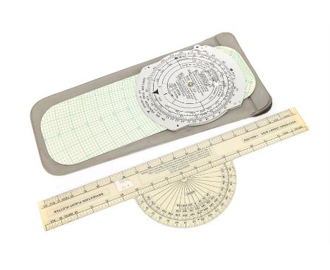 Royal Air Force Dead Reckoning Computer & Navigation Flight Plotter,computer a complex circular slide rule, itself sliding on