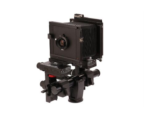 A Sinar X Large Format Mono-Rail Camera,5x4", black, serial no. 41206, with Sinaron S MC f/5.6 150mm lens, black, serial no. 