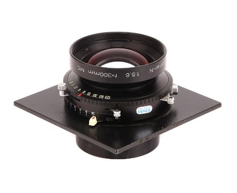 A Rodenstock Sironar-N f/5.6 300mm MC Lens,black, serial no. 10508056, body, VG-E, shutter working, slow seeds sticking, aper