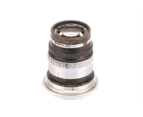 Ross Definex f/3.5 3½" Lens,chrome, serial no. 212146, body, F, elements, G, some light marks to rear element; In unknown mou