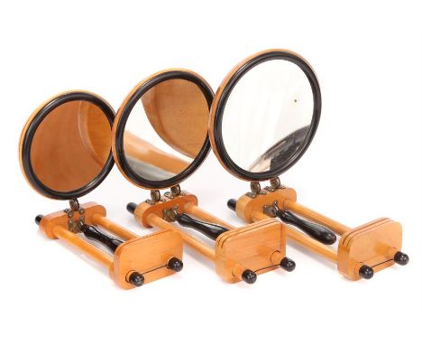 Three Concave Mirror Viewers,C.1890, French, unsigned, all constructed of French polished light wood, with black stained part