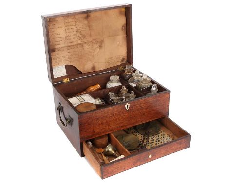 An Early 19th Century Rosewood Domestic Medicine Chest,C.1810, of trunk form with single drawer below, rosewood with ebony st