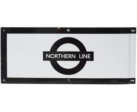 London Underground enamel station frieze sign NORTHERN LINE. In excellent condition, measures 21.5in x 9in.  