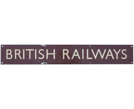 BR(W) enamel poster heading BRITISH RAILWAYS. In very good condition with a couple of small minor edge chips.